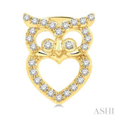 1/6 Ctw Petite Owl Round Cut Diamond Fashion Stud Earring in 10K Yellow Gold